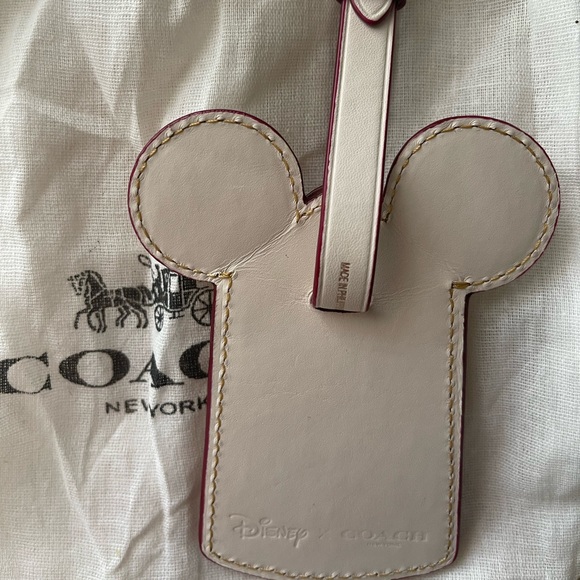 COACH x Disney leather luggage tag w/Mickey ears - Picture 1 of 3